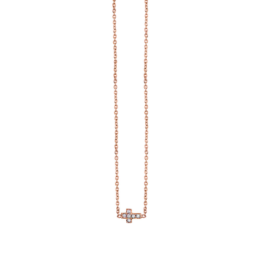 Gold & Pave Diamond Tiny Cross Necklace - Sydney Evan Fine Jewelry