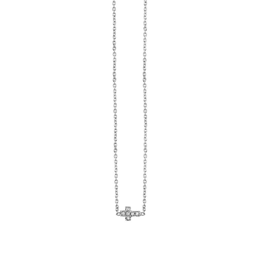 Gold & Pave Diamond Tiny Cross Necklace - Sydney Evan Fine Jewelry