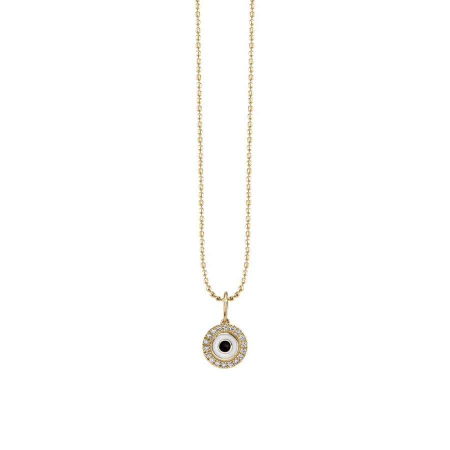 Gold & Diamond Small Enamel Round Evil Eye Charm - Sydney Evan Fine Jewelry
