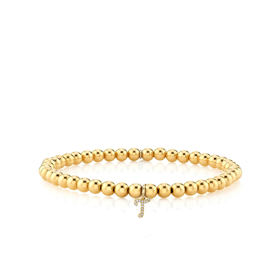 Gold & Diamond Small Initial on Gold Beads - Sydney Evan Fine Jewelry