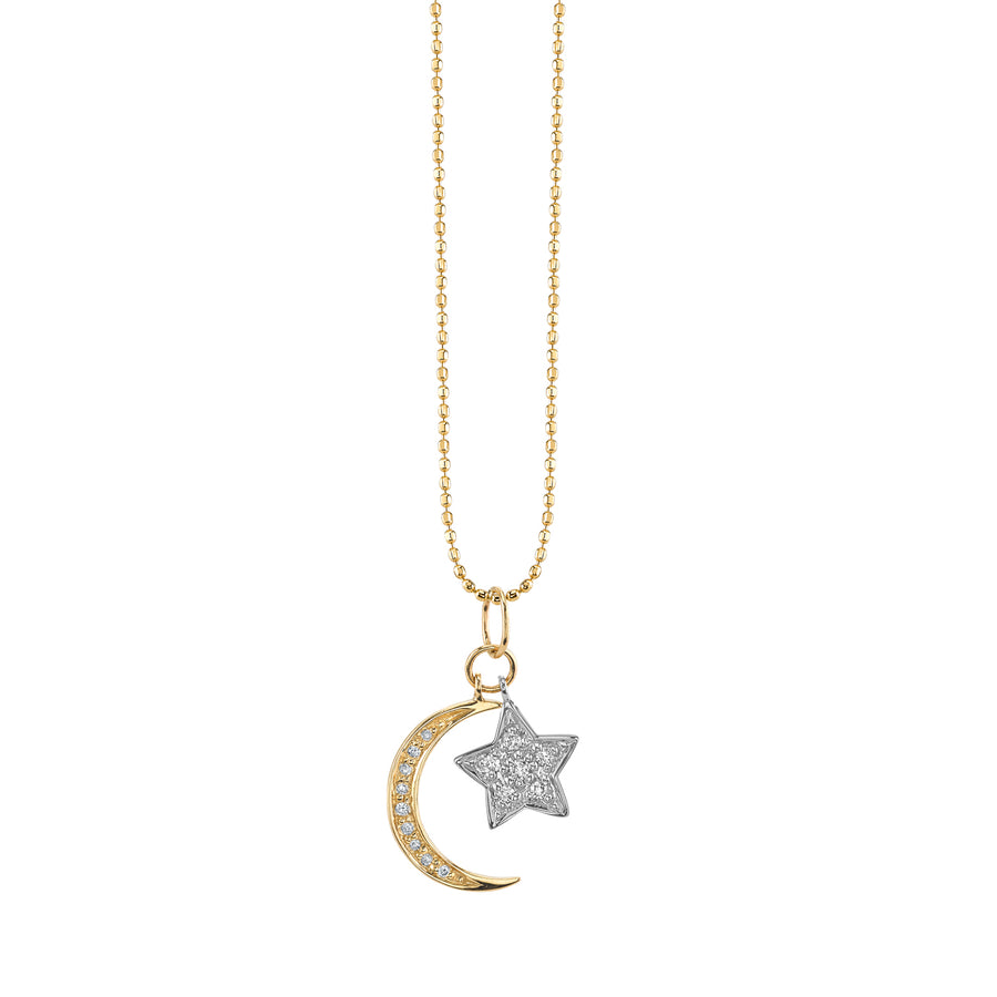 Two Tone Gold & Diamond Moon & Star Charm - Sydney Evan Fine Jewelry