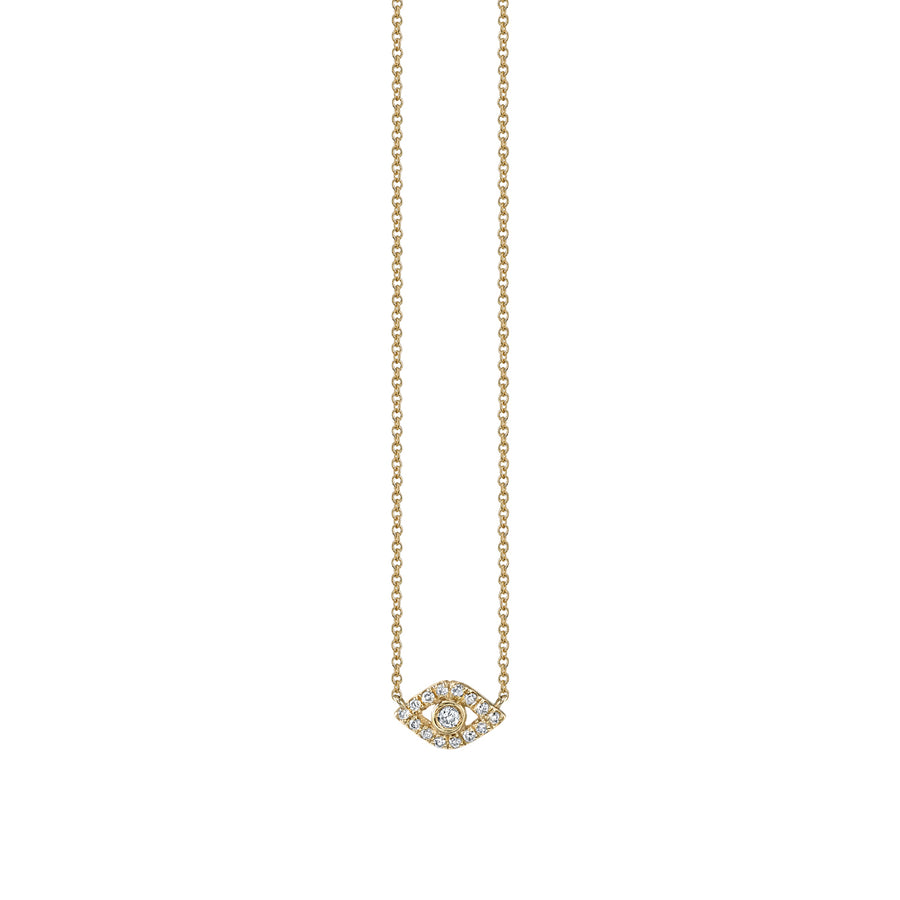 Gold & Diamond Mini Bezel Evil Eye Necklace - Sydney Evan Fine Jewelry
