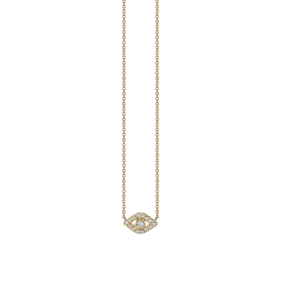 Kids Collection Gold & Diamond Mini Bezel Evil Eye Necklace - Sydney Evan Fine Jewelry
