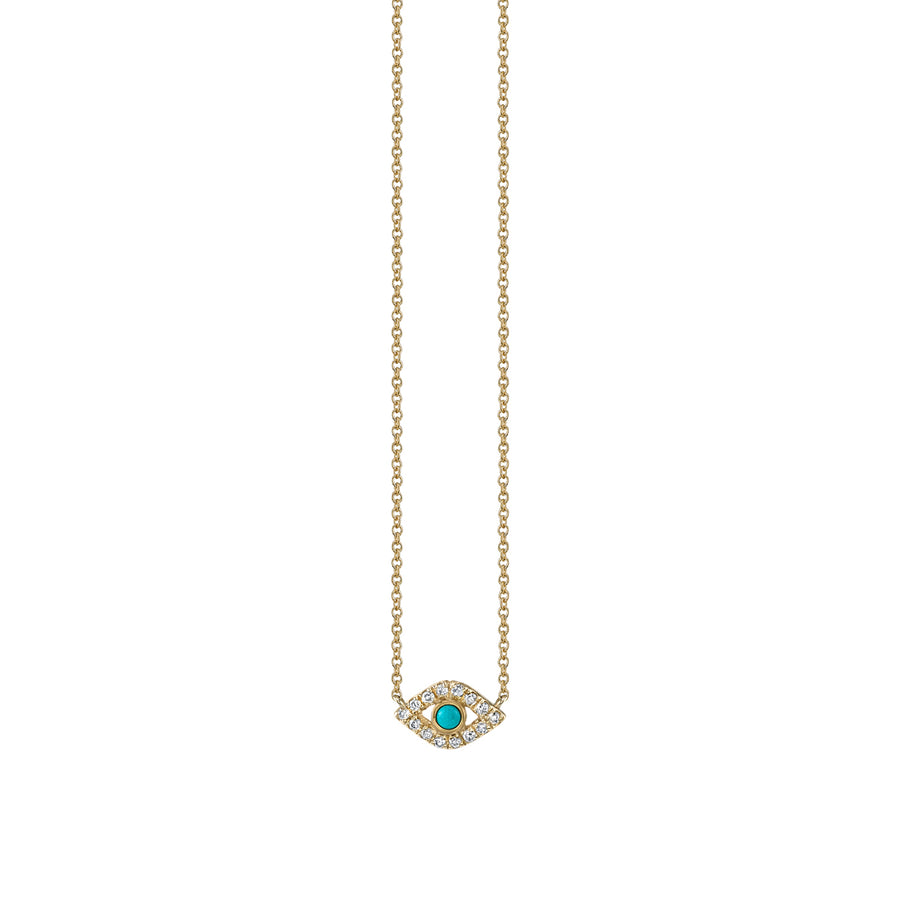 Gold & Diamond Mini Bezel Evil Eye Necklace - Sydney Evan Fine Jewelry
