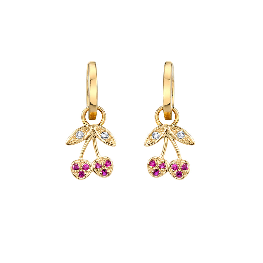 Gold & Diamond Cherry Hoops - Sydney Evan Fine Jewelry