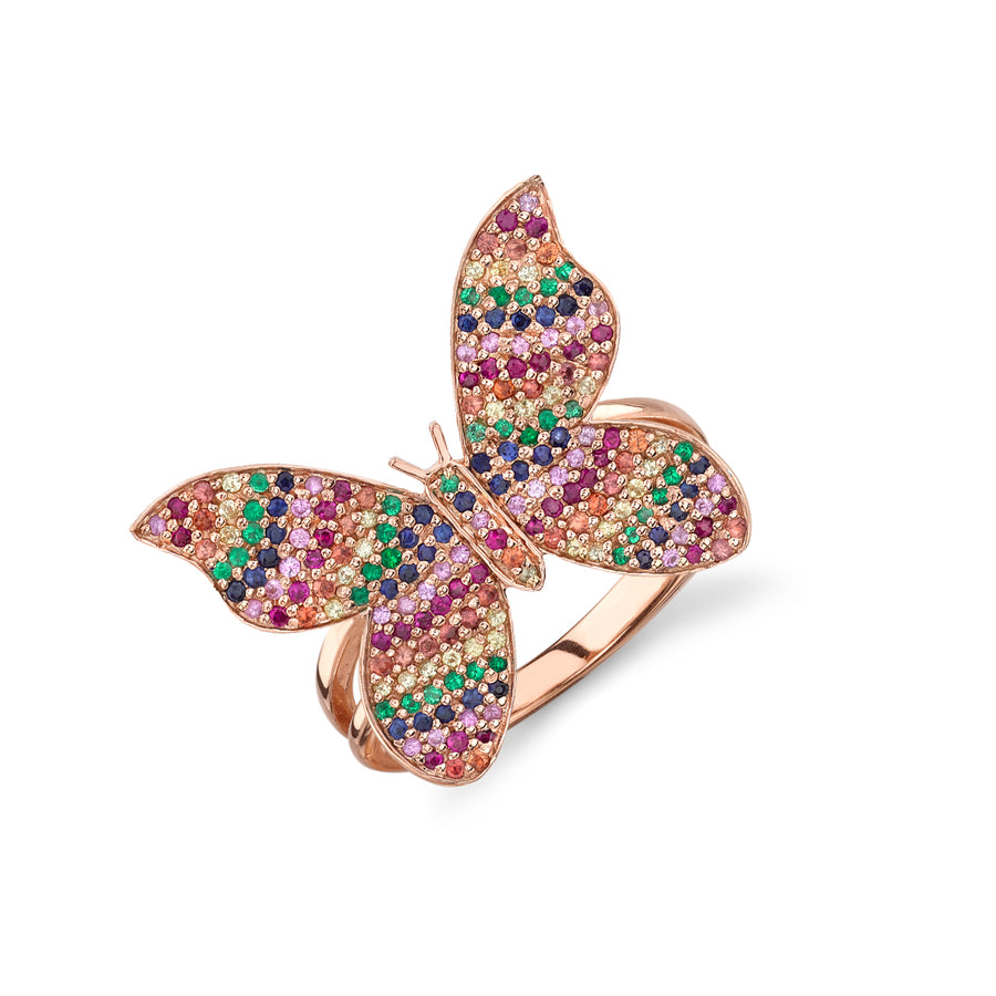 Gold & Rainbow Large Butterfly Ring - Sydney Evan Fine Jewelry