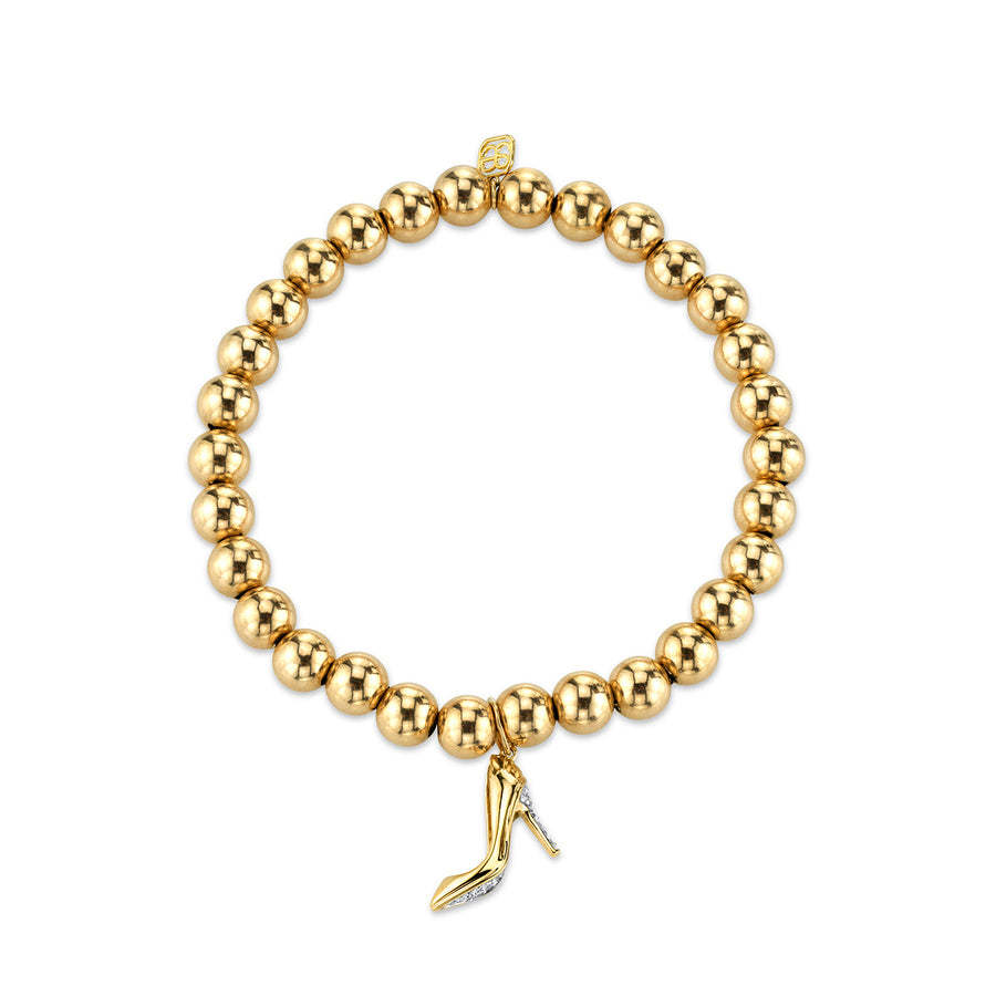 Gold & Diamond Stiletto on Gold Beads - Sydney Evan Fine Jewelry