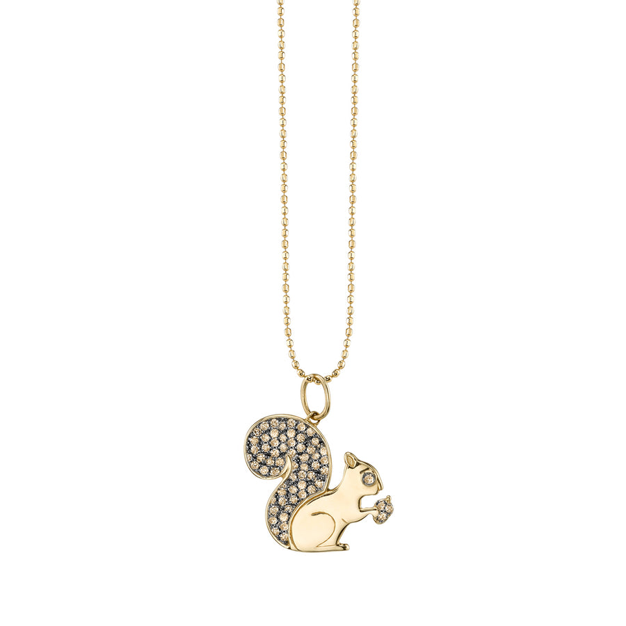 Gold & Brown Diamond Squirrel Necklace - Sydney Evan Fine Jewelry