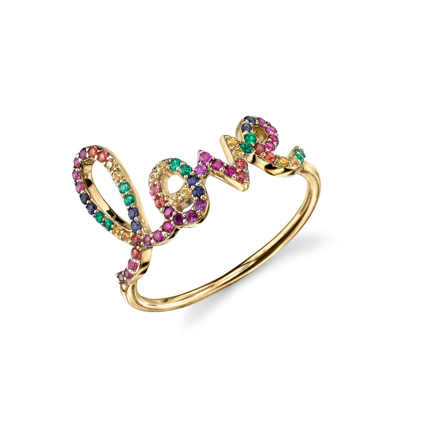 Gold & Rainbow Large Love Ring - Sydney Evan Fine Jewelry