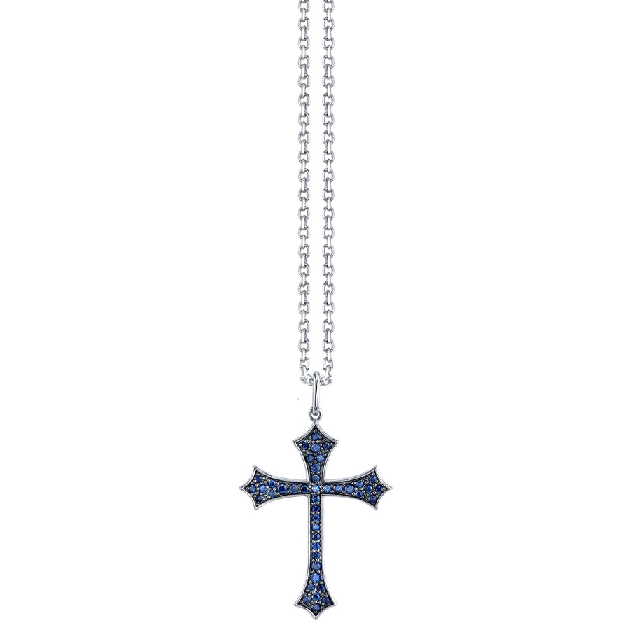 Men's Collection Gold & Sapphire Gothic Cross Necklace - Sydney Evan Fine Jewelry