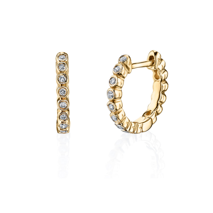 Gold & Bezel Diamond Huggie Hoops - Sydney Evan Fine Jewelry