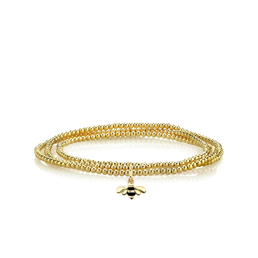Gold & Enamel Tiny Bee on Gold Beads - Sydney Evan Fine Jewelry
