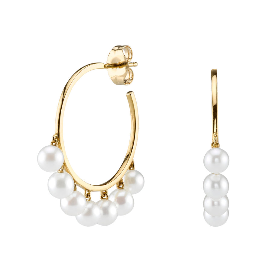 Gold & Pearl Medium Hoops - Sydney Evan Fine Jewelry