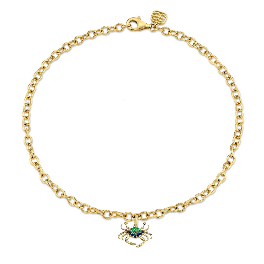 Gold & Multicolor Gemstone Crab Anklet - Sydney Evan Fine Jewelry
