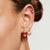 Gold & Diamond Starburst Red Coral Earrings