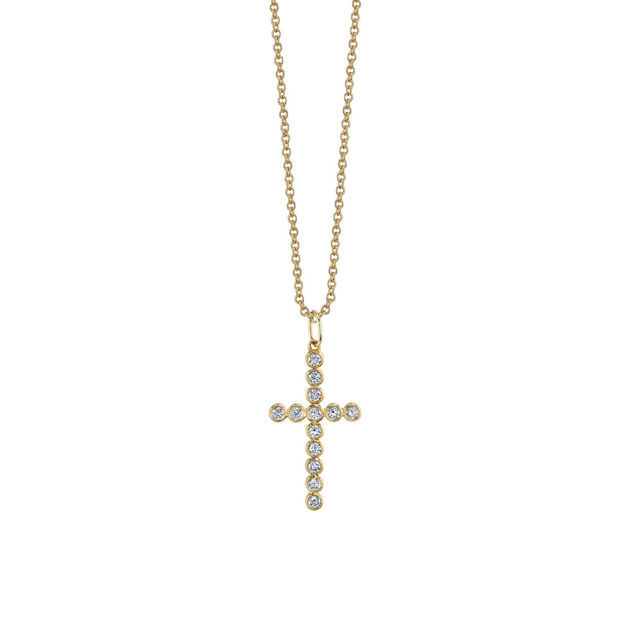 Gold & Diamond Bezel Cross Charm - Sydney Evan Fine Jewelry