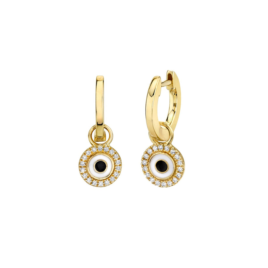 Gold Huggie Hoop and Enamel Evil Eye Charm Earrings - Sydney Evan Fine Jewelry