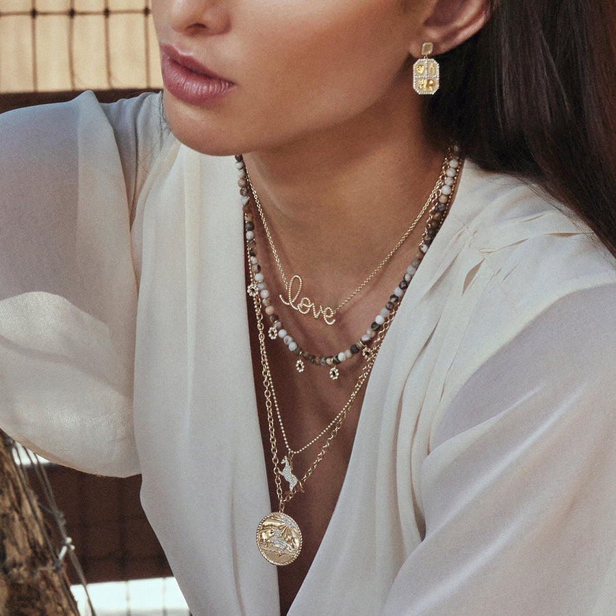 Gold & Diamond Rectangular Tricon Drop Earrings - Sydney Evan Fine Jewelry