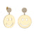 Gold Pure Large Happy Face Earrings with Pavé Disc Tops