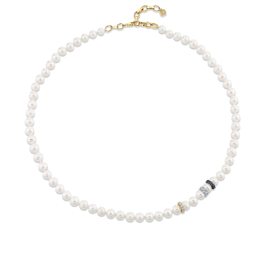 Gold & Diamond Rondelles Freshwater Pearl Necklace - Sydney Evan Fine Jewelry