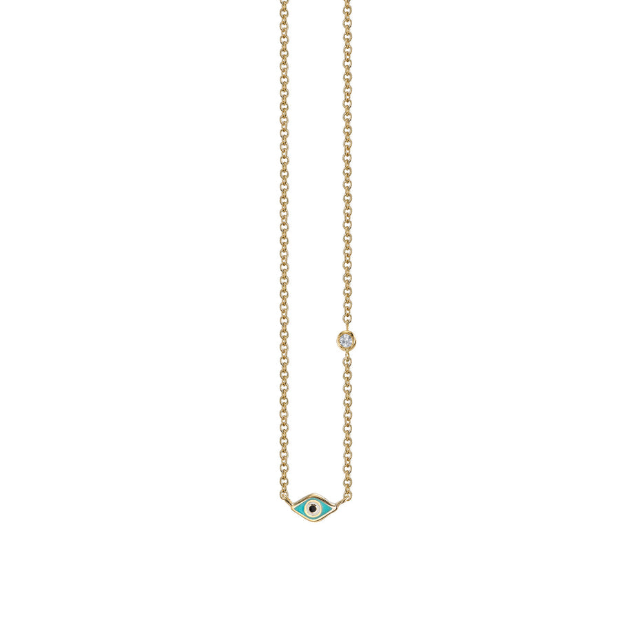 Kids Collection Gold & Turquoise Mini Enamel Evil Eye Necklace - Sydney Evan Fine Jewelry