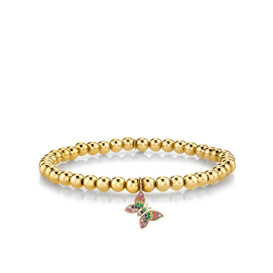 Sydney Evan 14kt yellow gold beaded charm bracelet - Multicolour
