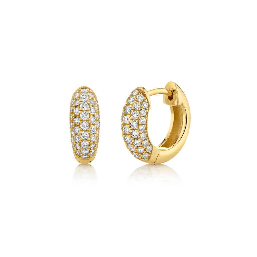 Gold & Diamond Puffy Huggie Hoops - Sydney Evan Fine Jewelry