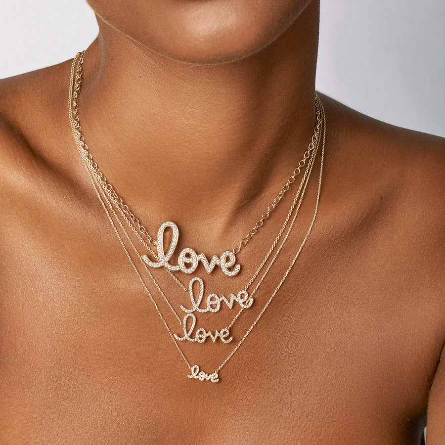 Shop Sydney Evan 14k Gold & Diamond Supersize Script Love Necklace