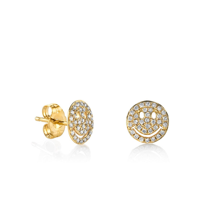 Men's Collection Gold & Diamond Small Happy Face Stud - Sydney Evan Fine Jewelry
