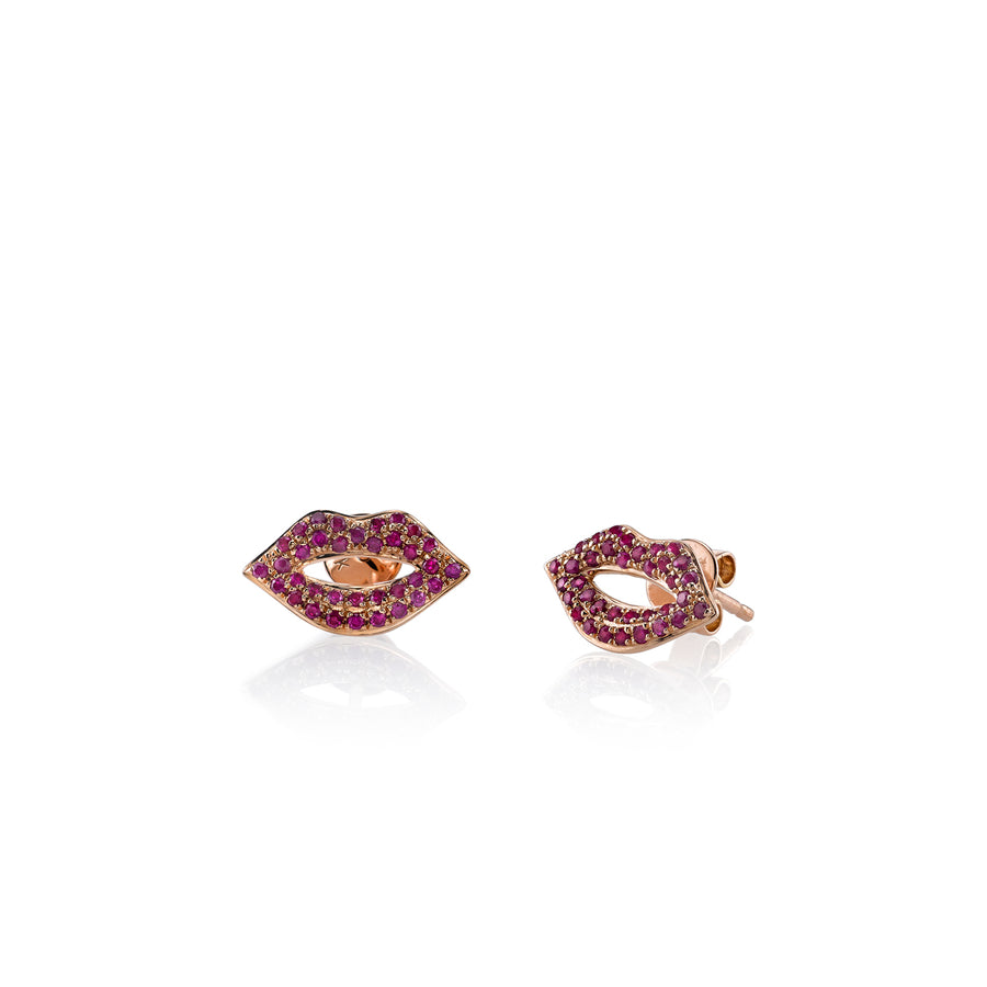 Rose Gold & Ruby Lips Stud - Sydney Evan Fine Jewelry