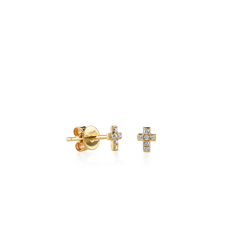 Gold & Diamond Mini Cross Stud - Sydney Evan Fine Jewelry
