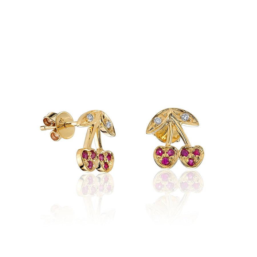 Gold & Ruby Cherry Stud - Sydney Evan Fine Jewelry