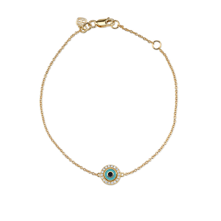 Gold & Diamond Small Enamel Evil Eye Bracelet - Sydney Evan Fine Jewelry