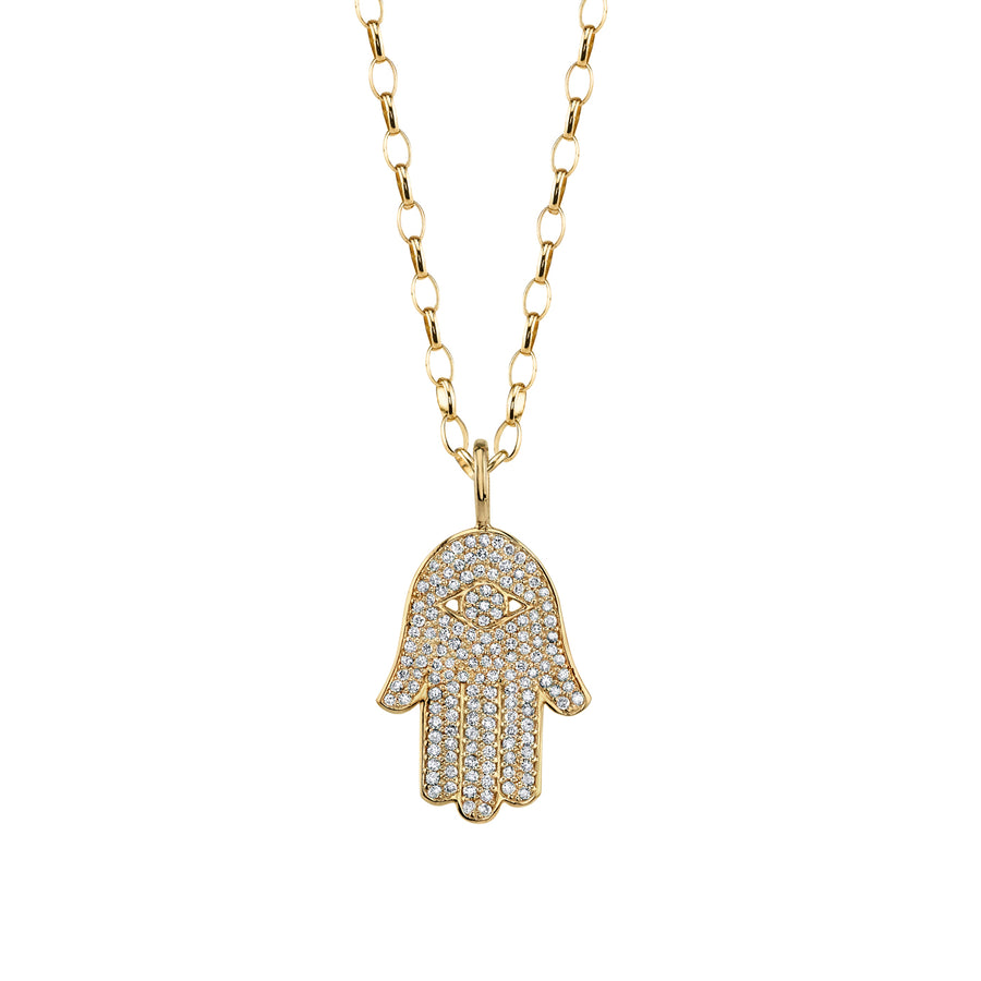 Gold & Diamond Large Hamsa Charm - Sydney Evan Fine Jewelry