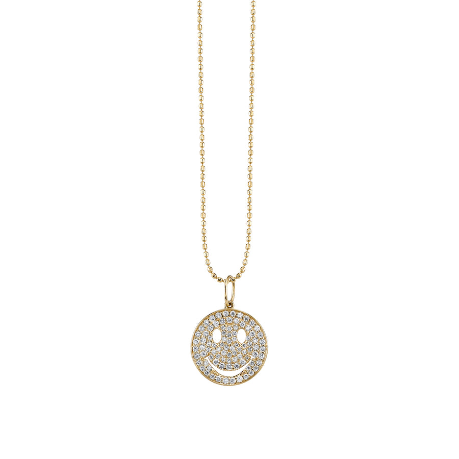 Gold & Diamond Medium Happy Face Charm - Sydney Evan Fine Jewelry