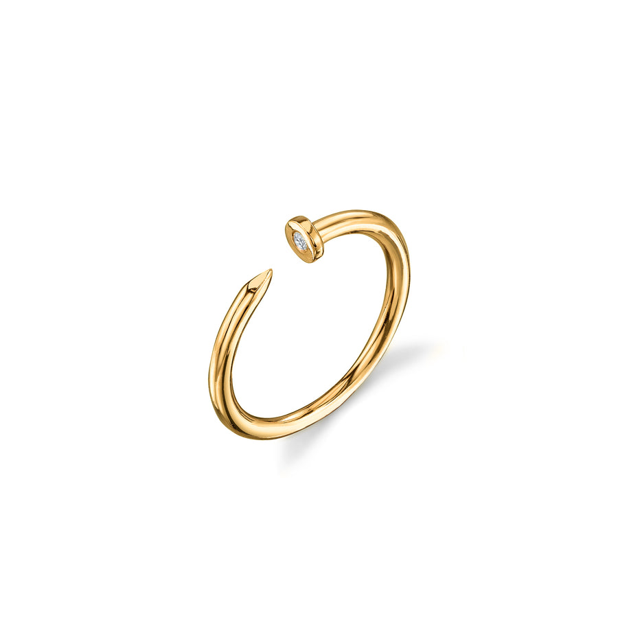 Gold Nail Ring with Bezel-Set Diamond - Sydney Evan Fine Jewelry