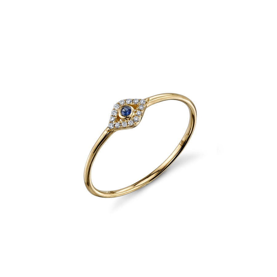 Gold & Diamond Small Bezel Evil Eye Ring - Sydney Evan Fine Jewelry