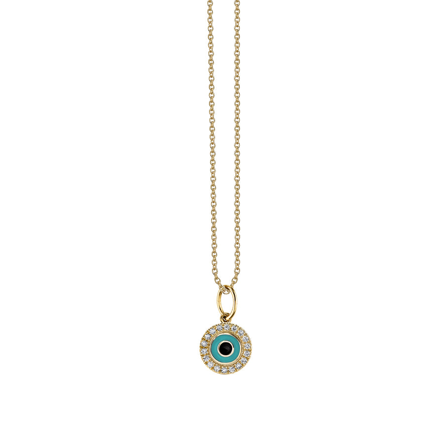 Gold & Diamond Small Enamel Round Evil Eye Charm - Sydney Evan Fine Jewelry