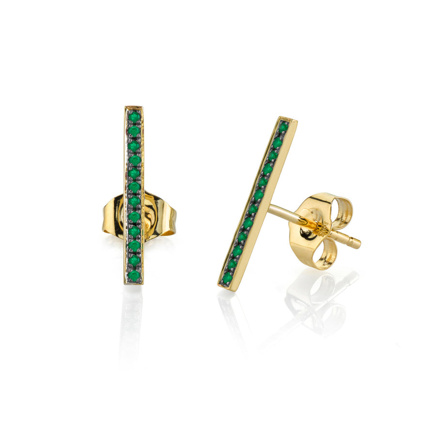 Gold & Emerald Bar Stud - Sydney Evan Fine Jewelry