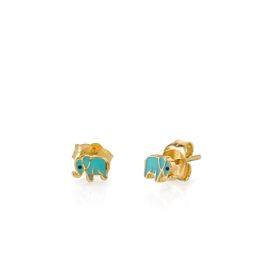 Gold & Enamel Mini Elephant Stud - Sydney Evan Fine Jewelry