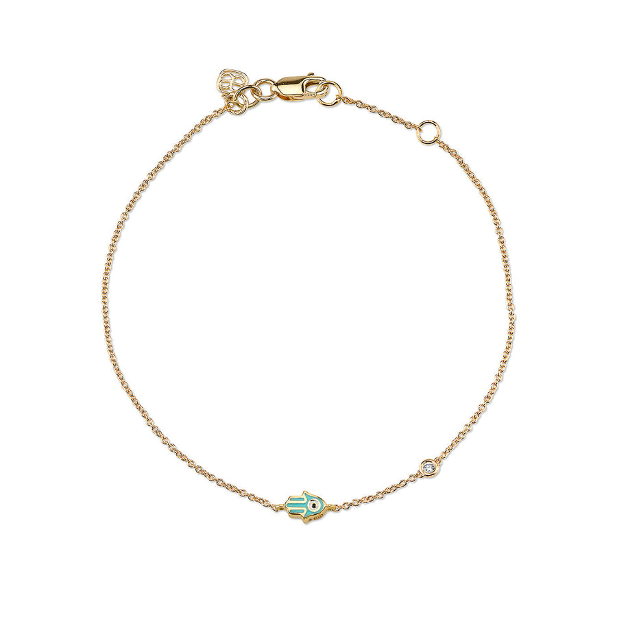 Kids Collection Gold & Turquoise Mini Enamel Hamsa Bracelet - Sydney Evan Fine Jewelry
