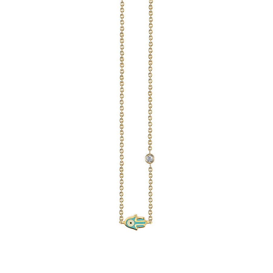 Kids Collection Gold & Turquoise Mini Enamel Hamsa Necklace - Sydney Evan Fine Jewelry