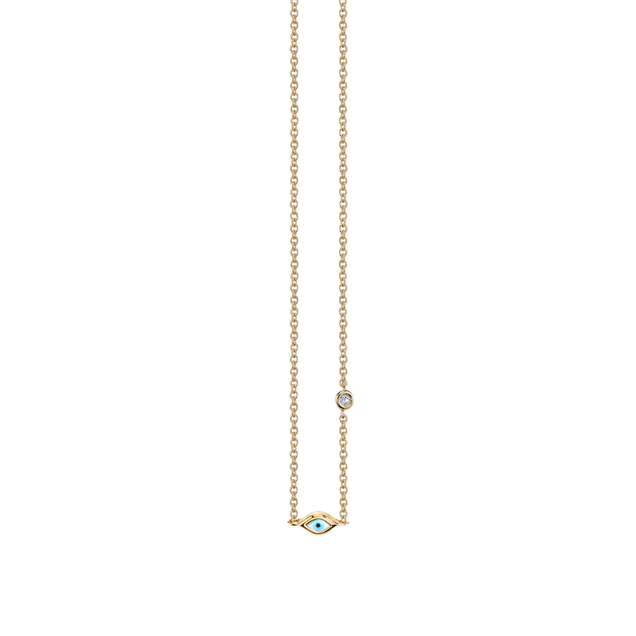 Gold Mini Enamel Evil Eye Necklace with Bezel-Set Diamond - Sydney Evan Fine Jewelry