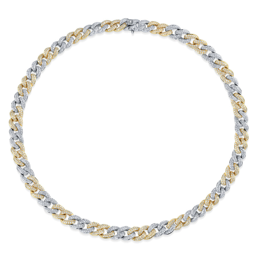 Two-Tone Gold & Small Diamond Link Necklace - Sydney Evan Fine Jewelry