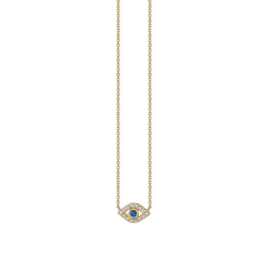 Kids Collection Gold & Diamond Mini Bezel Evil Eye Necklace - Sydney Evan Fine Jewelry