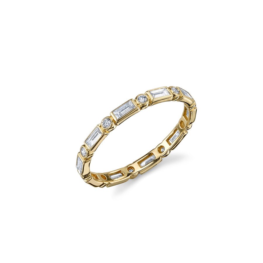 Gold & Diamond Baguette & Bezel Eternity Ring - Sydney Evan Fine Jewelry