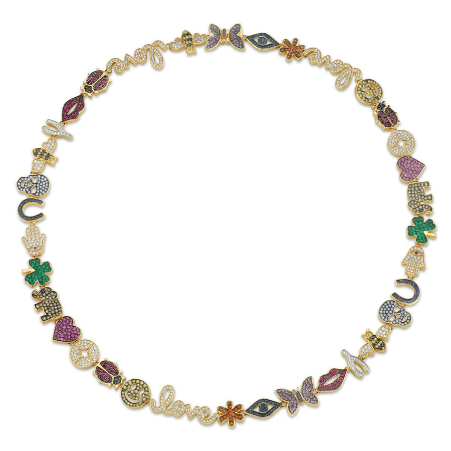 Gold & Diamond Rainbow Anniversary Multi-Icon Eternity Necklace - Sydney Evan Fine Jewelry
