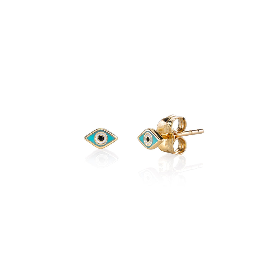 Gold & Enamel Mini Evil Eye Stud - Sydney Evan Fine Jewelry