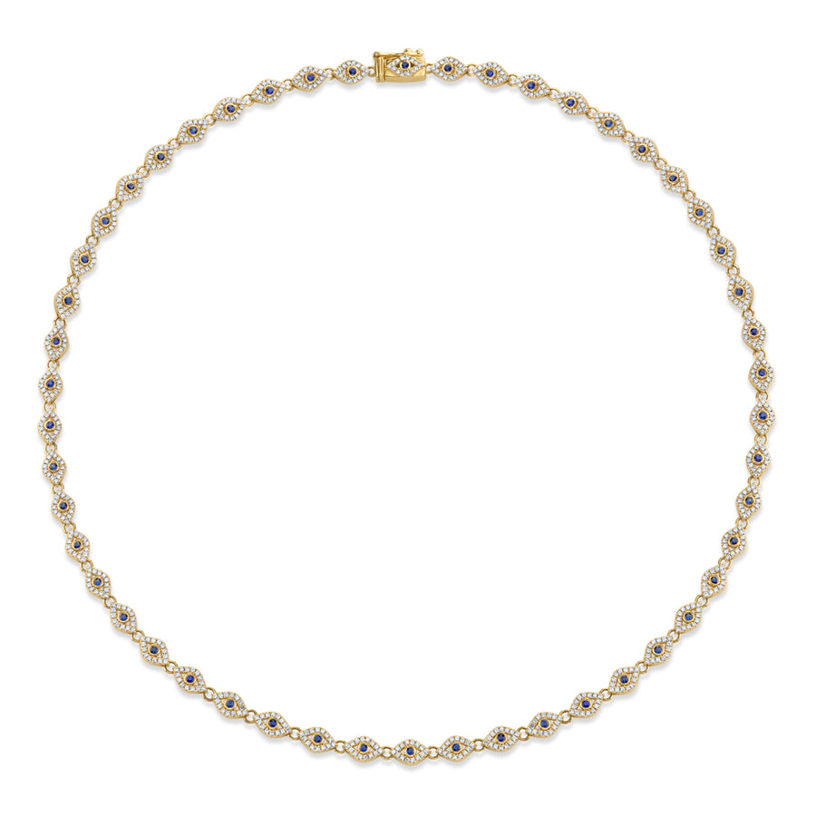 Gold & Diamond Small Bezel Evil Eye Eternity Necklace - Sydney Evan Fine Jewelry