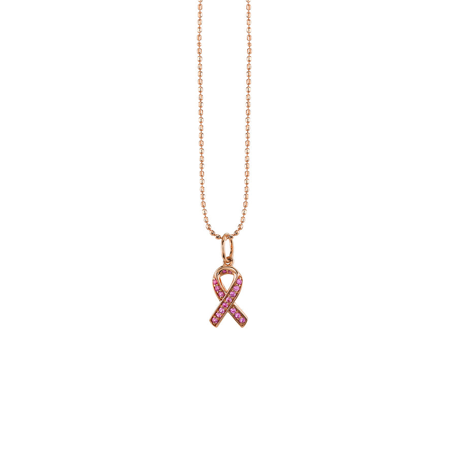 Gold & Pink Sapphire Awareness Ribbon Charm - Sydney Evan Fine Jewelry